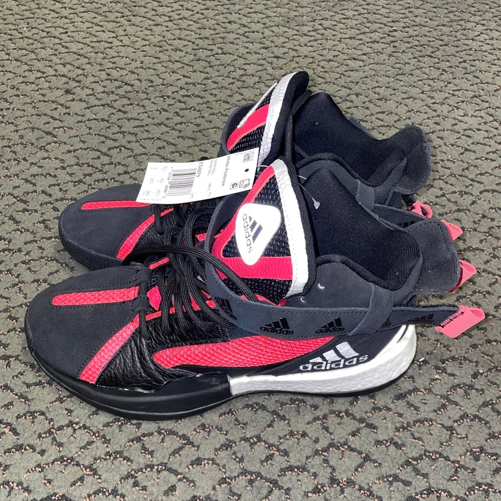 Adidas Posterize EG6879 Mens Basketball Shoes Core Black/Red/Silver Size 9